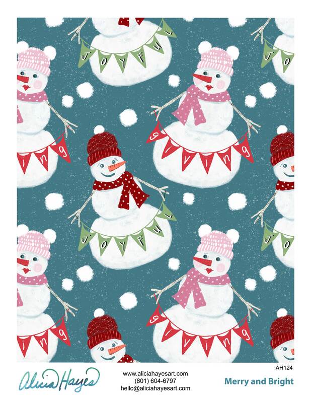 Merry and Bright Collection - snowman pattern